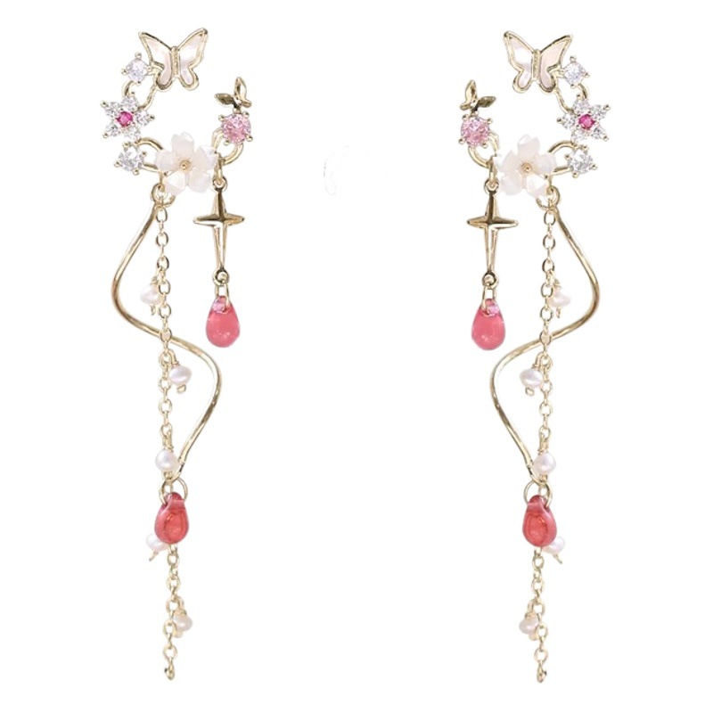 New Dancing Skinny Tassel Earrings Light Luxury High-end Elegant Exquisite Color Earrings Simple All-match