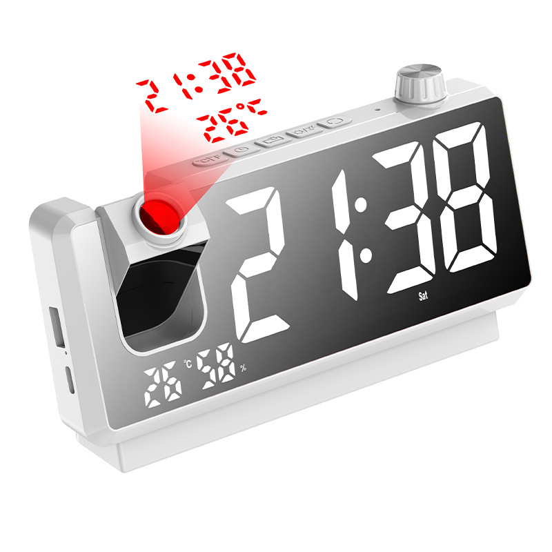 Picture of New Product Temperature Time Dual Projection Alarm Clock Projection Clock Wake-Up Artifact Plastic Mirror Student Projection Alarm Clock