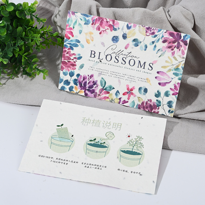 Seed paper cardboard making creative germination ticket invitation letter fresh wind chimes flower painting book invitation card color printing diy