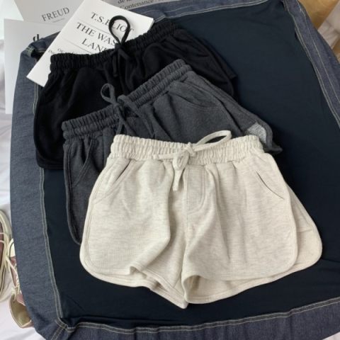cec Pants Women's 2023 Summer ins Super Hot High Waist Solid Color Loose Slimming Hot Pants Student Casual Sports Shorts