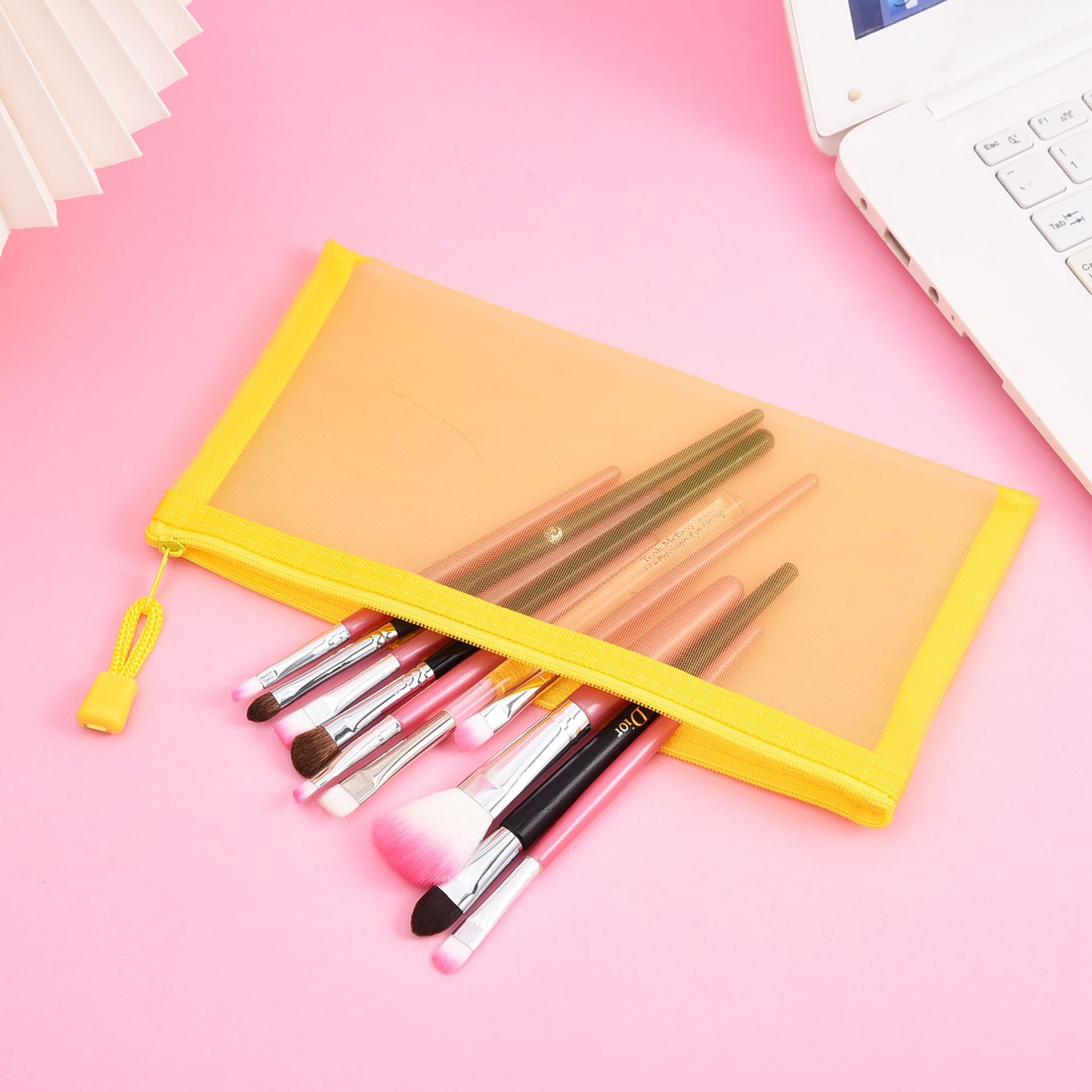Picture of Mesh Toy Storage Transparent Zipper Bag Nylon Plus Upgrade Encryption Mesh Pencil Bag Student Examination Pencil Bag Makeup Wash