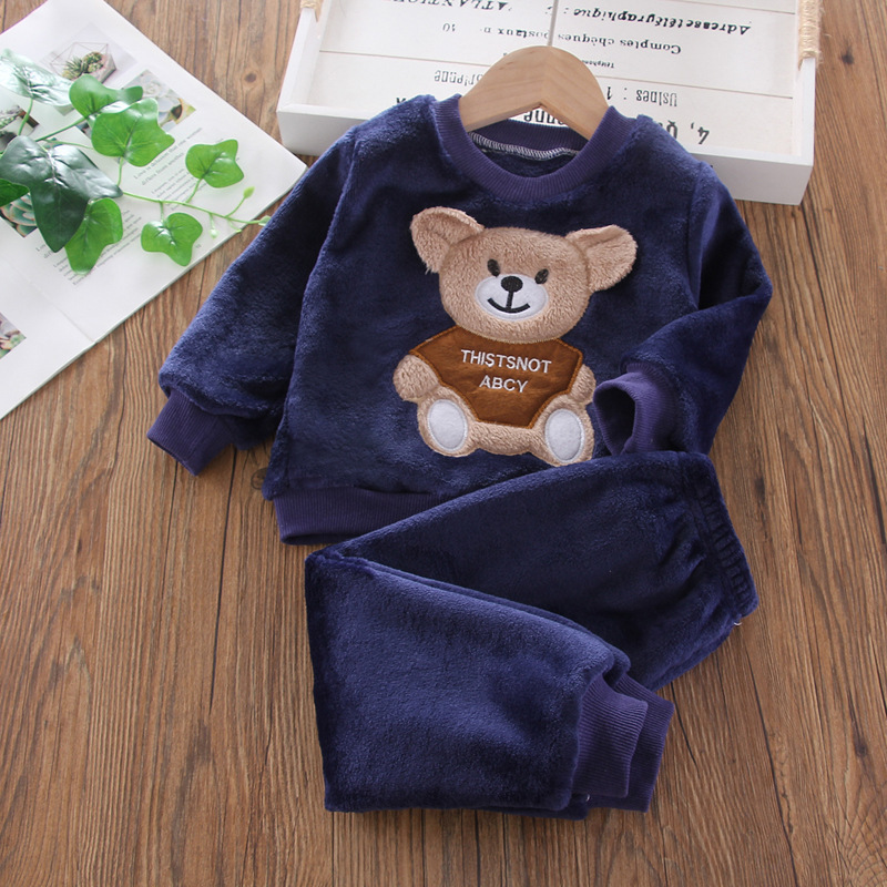Picture of Baby Winter Pajamas Set 2025 New Baby Kidsren's Clothing Boys and Girls Autumn and Winter Flannel Home Clothes Trendy