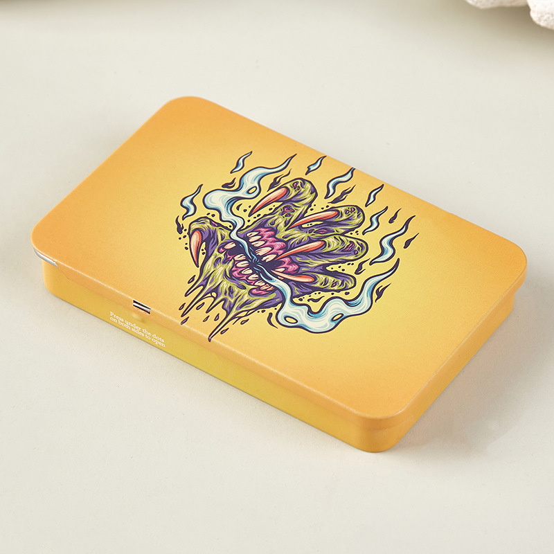 Picture of Children's Lock Iron Box Metal Push-pull Hemp Iron Box Cigarette Wire Drawer Storage Box Press Lock Anti-opening Slide Cover Box