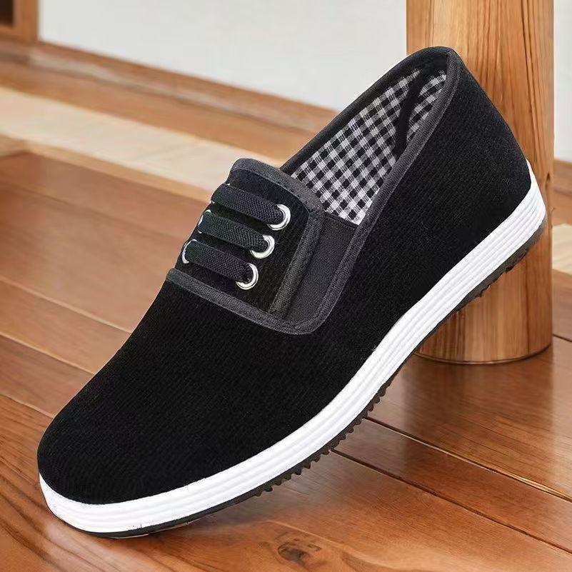 Old Beijing Cloth Shoes for Men, Thick Soles, Non-Slip, Wear-Resistant, Spring and Autumn Breathable Cloth Shoes, Classic Old Beijing