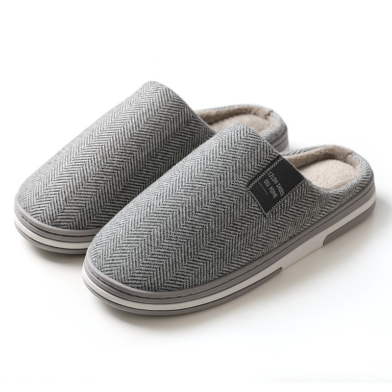 Picture of Home Cotton Slippers for Men, Autumn and Winter Thick-Soled Non-Slip Indoor Warm Plush Slippers for Women, Comfortable at Home