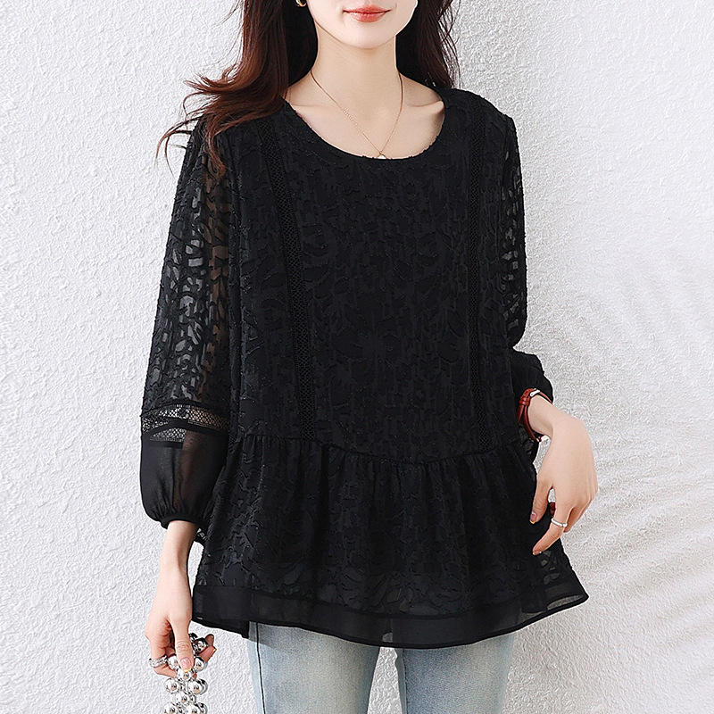 Picture of Middle-aged mother's young and foreign-style meat-covered top women's 2025 spring and summer age-reducing middle-aged and elderly temperament small shirt