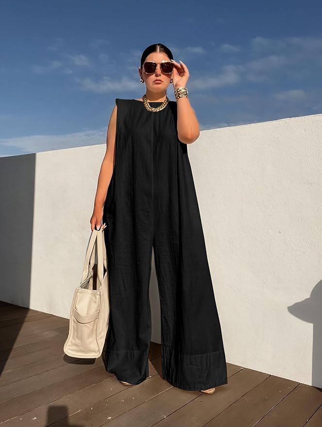 Picture of Hot selling European and American casual solid color wide leg jumpsuit