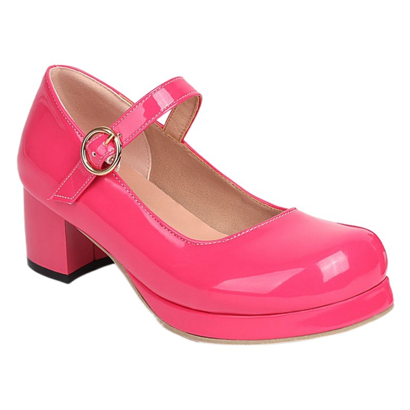 Japanese Style All-Match Lolita Vintage Mary Jane Candy Color Patent Leather Base Shoes jk Thick High Heels Women's Casual Shoes