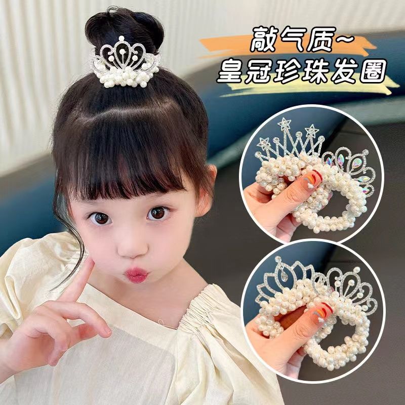 Picture of Crown headdress children's little princess headband 2023 Korean style new bead flower little girl hair tie balls