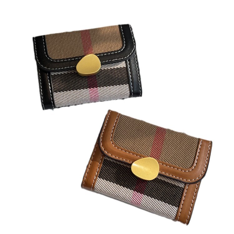 Picture of Plaid Canvas Women's Card Bag 2024 Fall/Winter New Internet Celebrity Hot Style Ins Retro Multi-Card Change Coin Holder