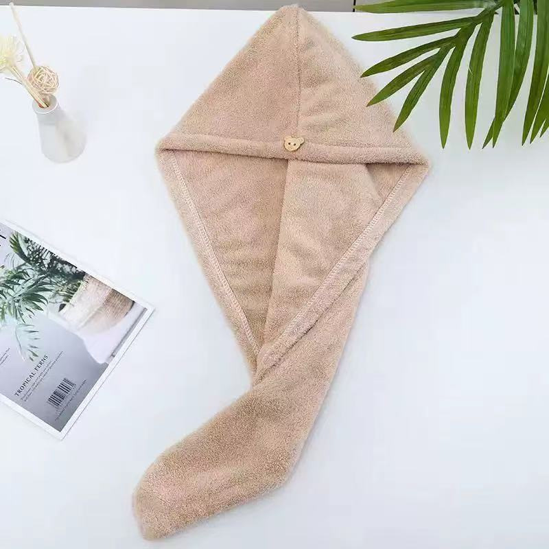 Picture of Class a Dry Hair Cap Thickeneded Super Absorbent Quick-Drying Shower Cap Double Layer Coral Velvet Edge Dry Hair Towel Ready for Sale