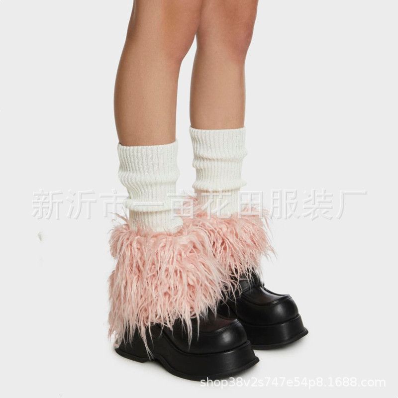 Y2g plush boots cover hot girl imitation plush short warm shoe cover wool leg cover autumn and winter Asian culture knitted foot cover