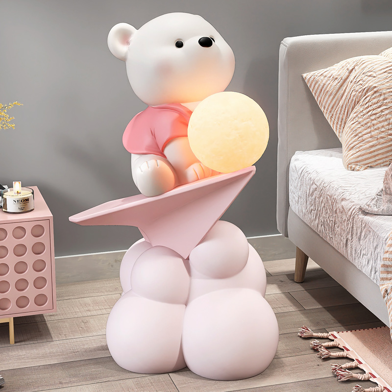 Picture of Creative Bear Moving Gift Large Floor-Standing Ornaments Living Room Tv Cabinet Next to the Sofa Accessible Luxury Home Decorations