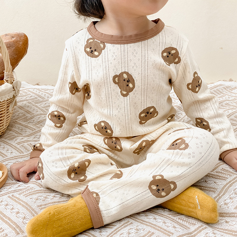 Picture of Autumn Children's Home Clothes South Korea Children's Pajamas suit Boys and Girls Autumn Clothes Autumn Trousers Baby Cotton Pajamas