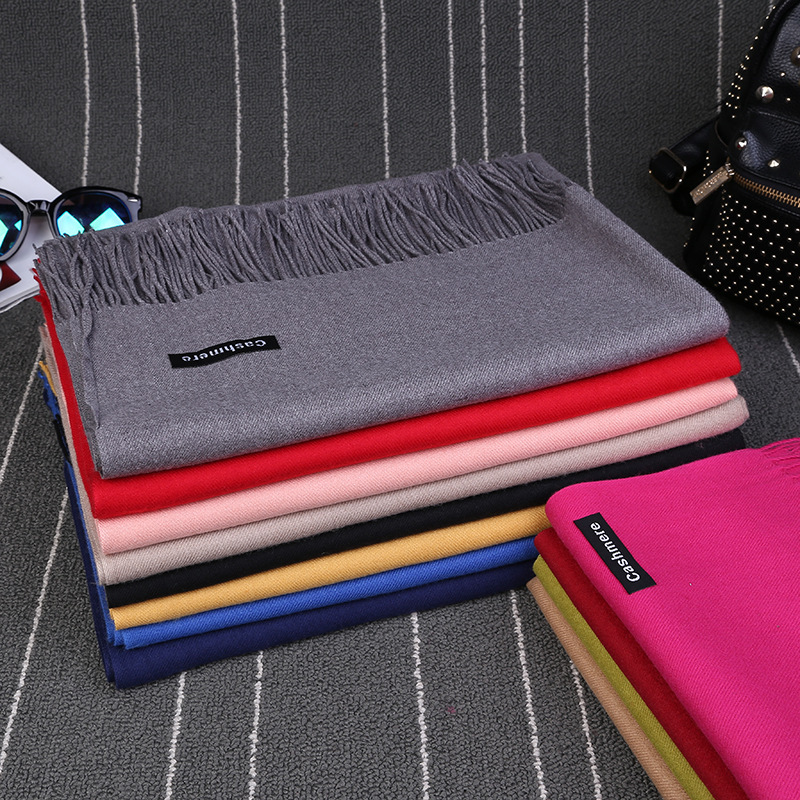Korean version of imitation cashmere scarf women winter high sense cross-border solid color scarf men's warm tassel shawl wholesale