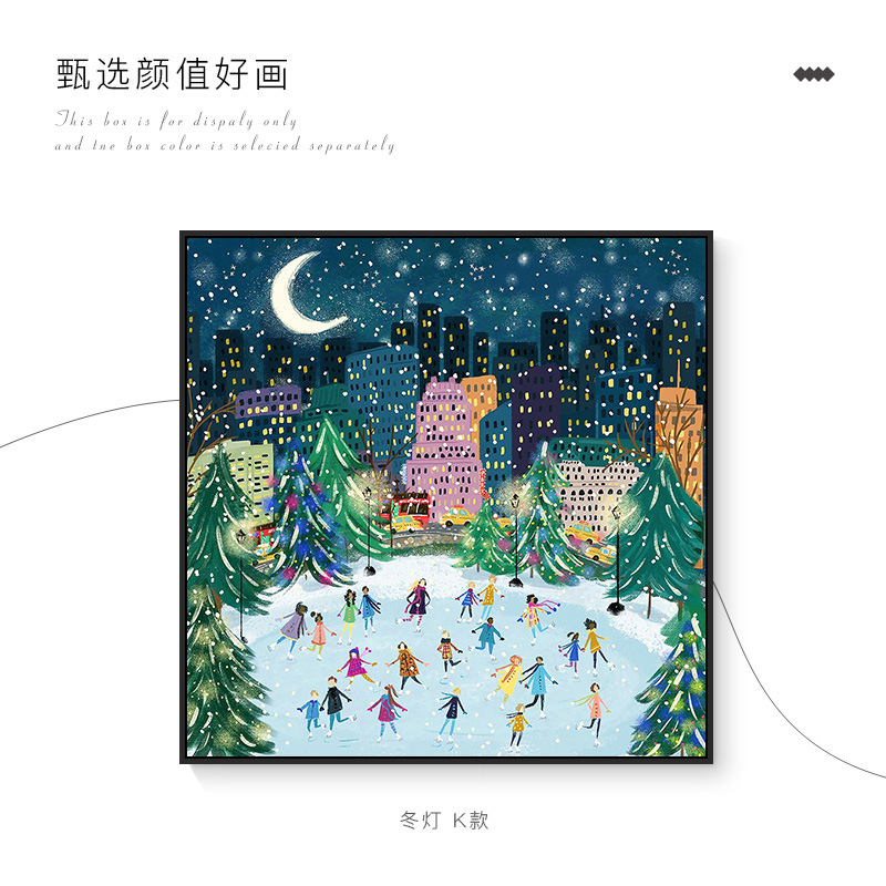 Picture of Christmas Winter Lamp Living Room Decoration Painting Ins Style Bedroom Bedside Hanging Painting Niche Art Artsy Warm Floor-To-Ceiling Painting