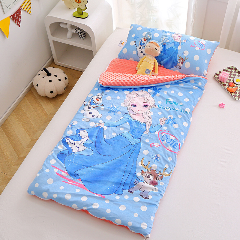 Picture of Cross-border foreign trade autumn and winter thickened large version of cartoon children's kindergarten baby velvet peas velvet sleeping bag kick-proof quilt wholesale