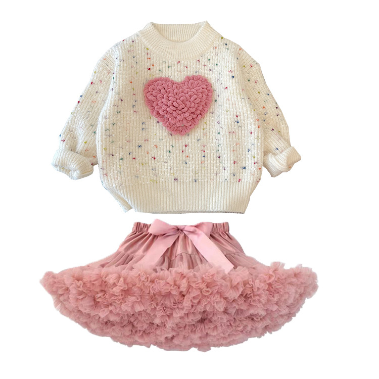 Picture of Girls Korean Style Heart Thickeneded Sweater 2025 Winter Baby Fashionable Warm Kidsren's Winter Thick Sweater