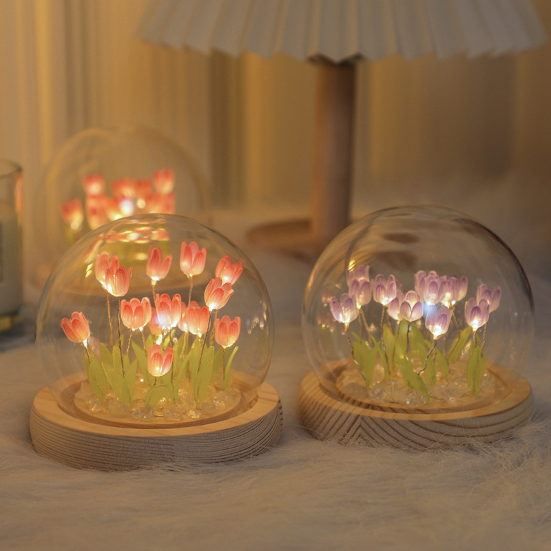 Picture of Tulip Night Light Handmade DIY Material Kit Creative Desktop Atmosphere Lamp Ornament Gift for Girls Mid-Autumn Festival Gift