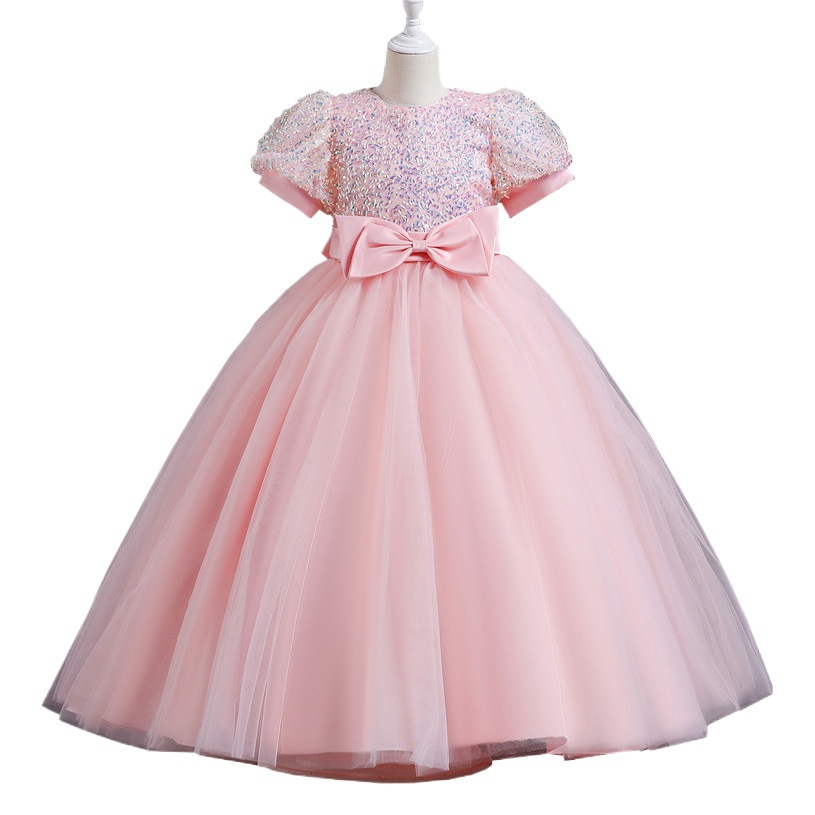 New flower girl princess dress puff sleeve pettiskirt little girl host piano performance evening dress