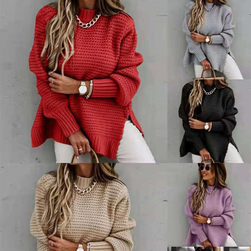 AliExpress Amazon Cross-border E-commerce Spring and Autumn New Loose Casual Lazy Style Long Sleeve Pullover Knitted Sweater for Women