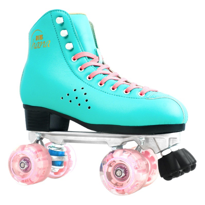 KSANA brake double-row roller skates Tiffany blue four-wheel roller skates professional fancy roller skates for men and women