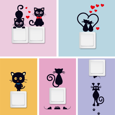 Picture of K Series Switch Stickers Wall Stickers Creative Kitten Laptop Living Room Bedroom Wall Random Stickers