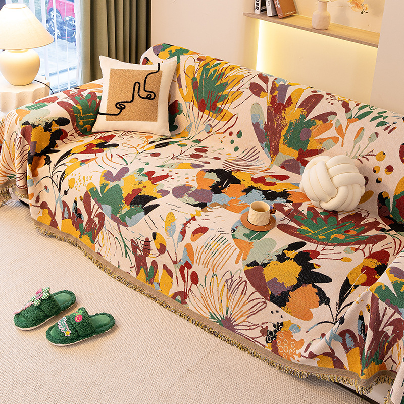 Abstract Painting Butterfly Love Sofa Cushion Non-slip Dirt-resistant Sofa Cover Cloth Autumn and Winter Thickened Sofa Cover Sofa Towel Sofa Cloth