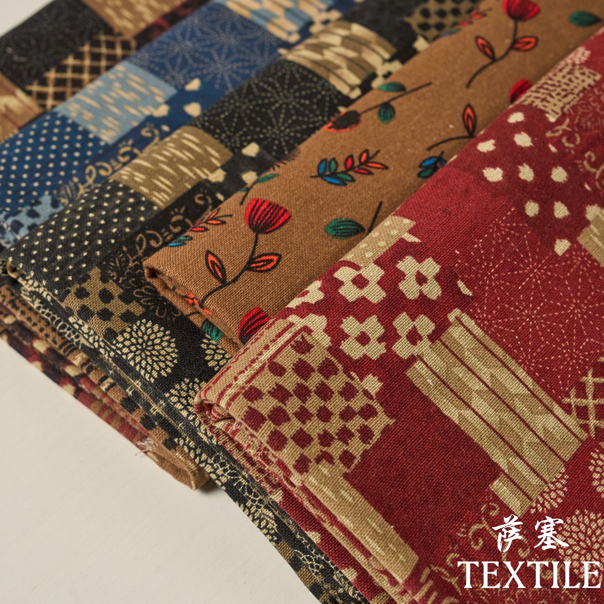 Picture of Cotton and Linen Digital Printing Fabric Floral Fabric Pastoral Style Fabric Floral Skirt dress Cloth