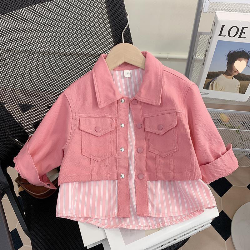 Picture of Girls' Coat Children's Shirt 2024 Spring Clothes for Baby Girls Spring and Autumn Korean Shirt Children's Thin Top Trendy