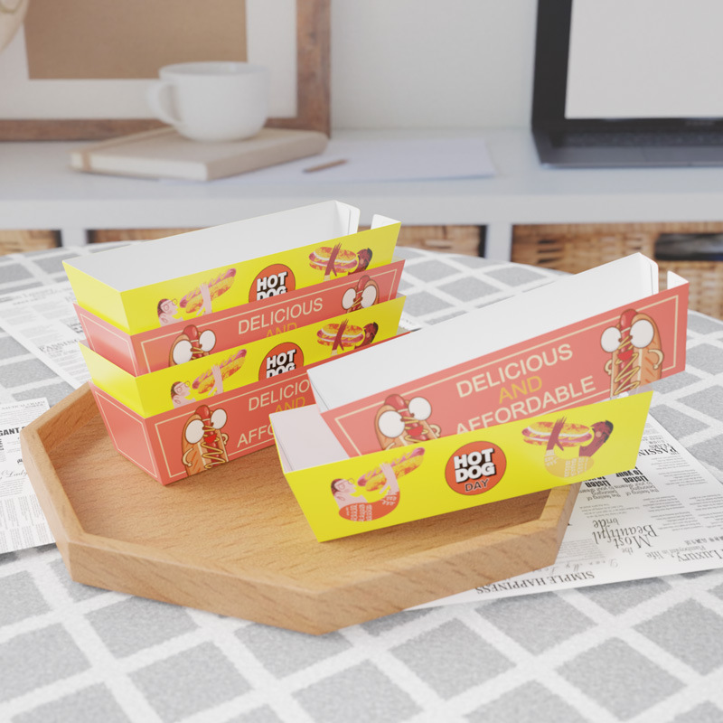 Cheese Hot Dog Stick Flip Packaging Barbecue Peel Dried Bean Fried Chicken Packaging Oil-proof Boat Box