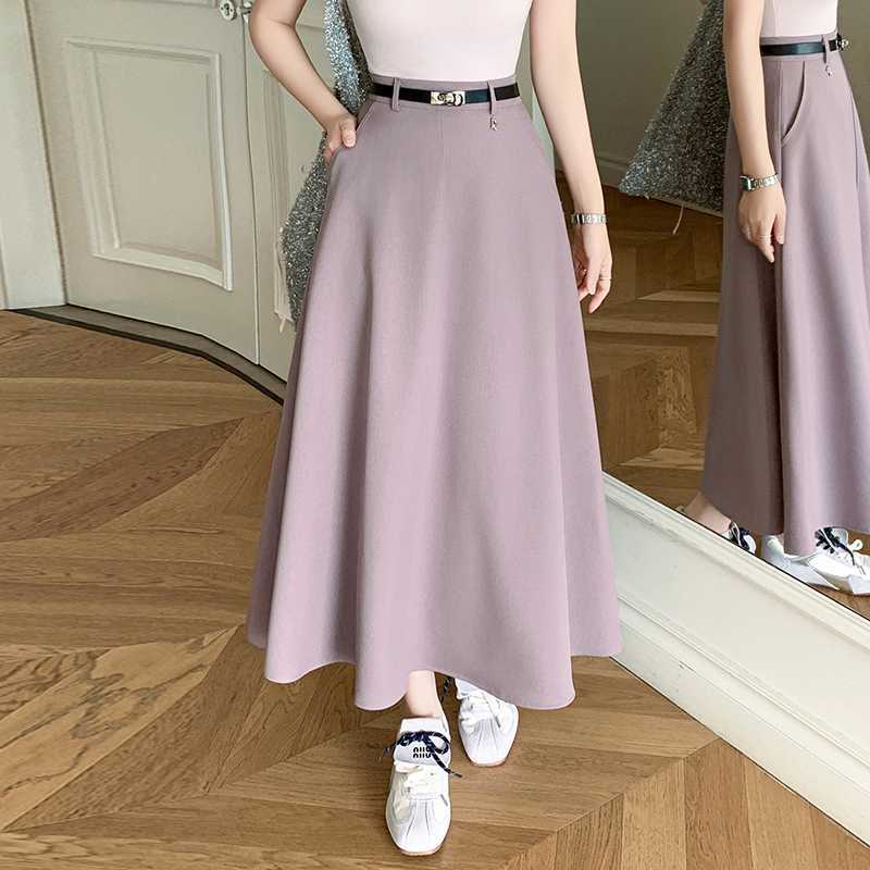 Mid-Length Skirt 2025 Spring and Summer High-Waisted Skirt with Large Hem to Cover the Crotch and Look Slimming, Versatile Suit Long Skirt