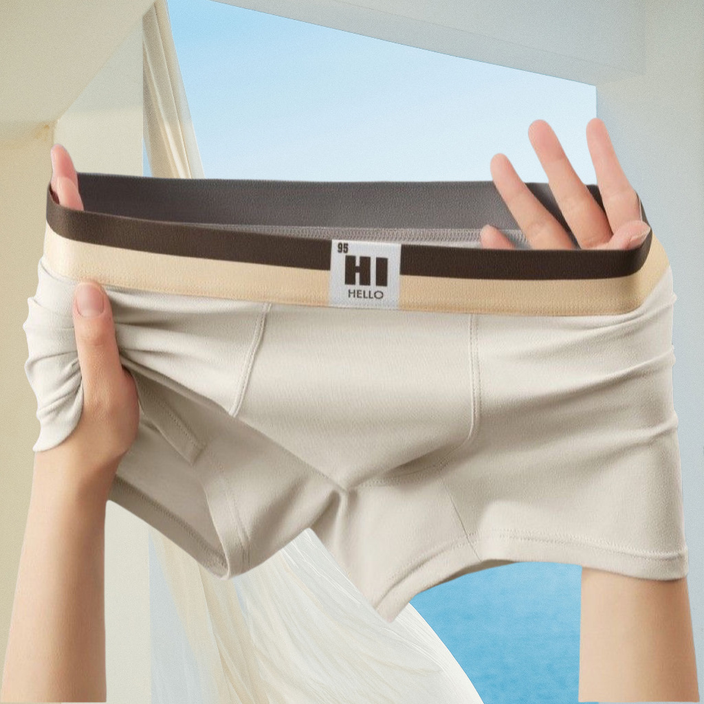 Picture of Solid Color High-Grade Men's Underwear Comfortable Breathable Boxer Underwear Soft Skin Friendly Boxer Underwear Mid-Waist Youth Shorts
