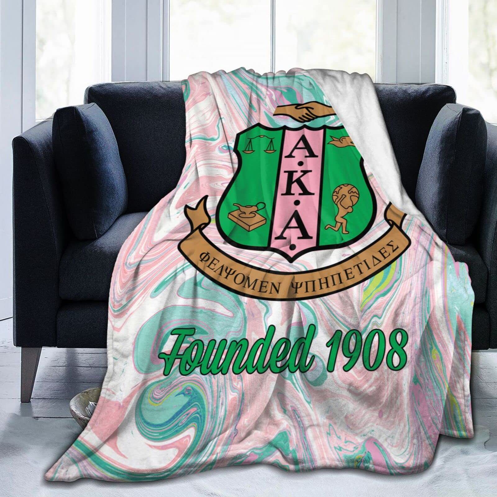 Picture of Cross Border AKA Girl Blanket Sorority Gift Soft Flannel Blanket Sisterhood Blanket for Women