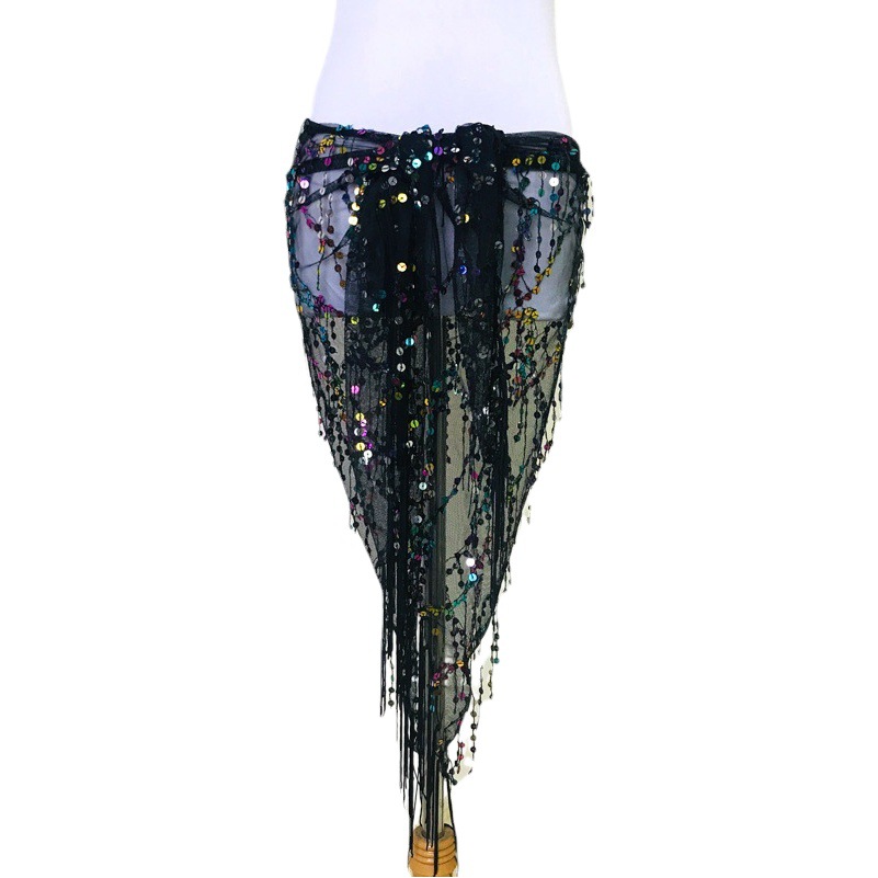 Spot Belly Dance Waist Chain Beginners Indian Dance Practice Hip Towel Tassel Sequins Triangle Towel Belt Performance Waist Towel