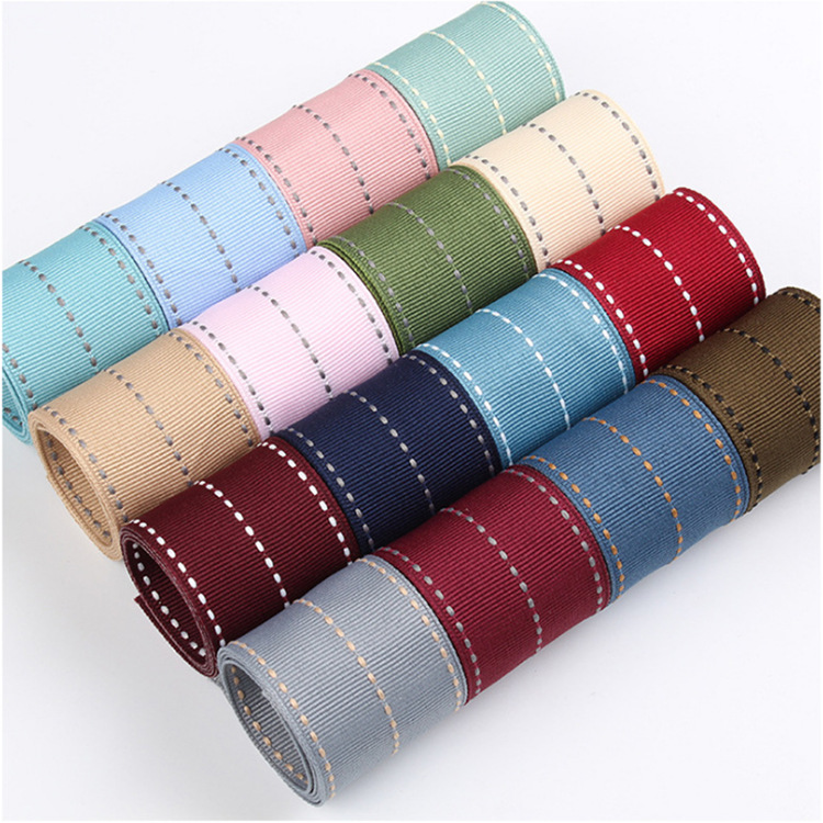 in stock supply three rows of jump point thread with flower packaging stripe with handmade material decoration gift bow