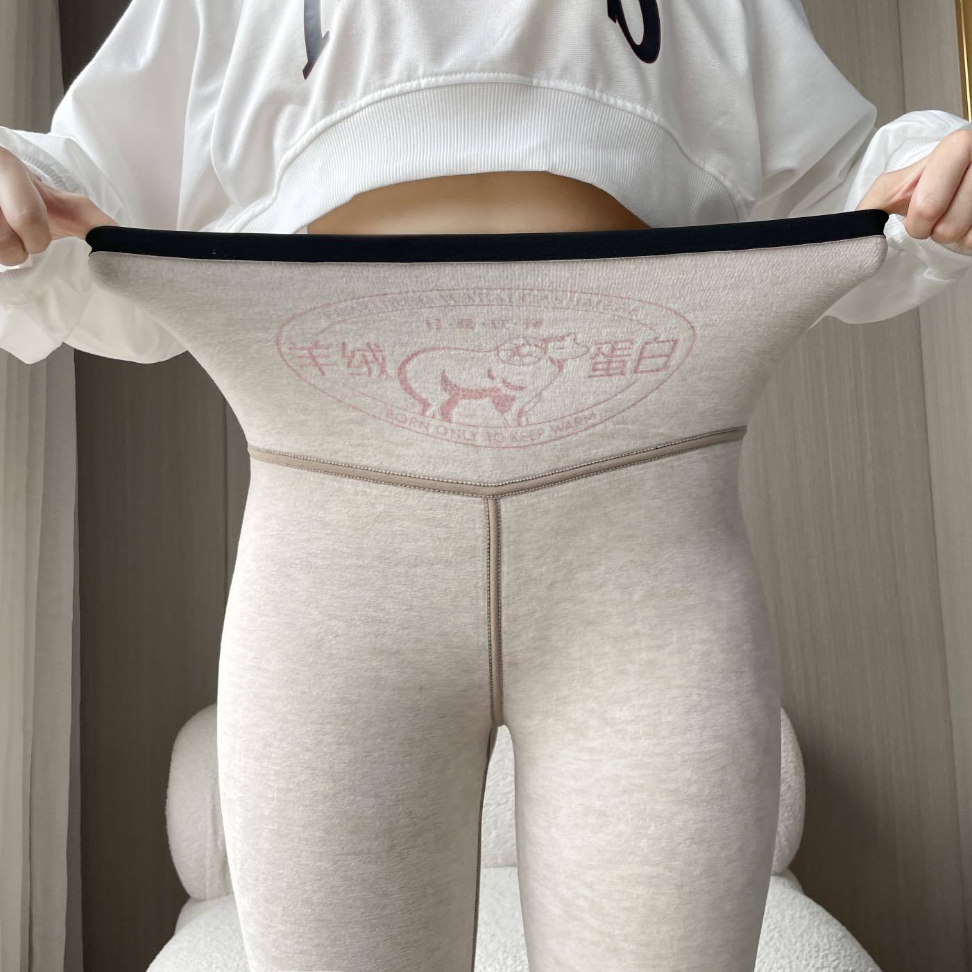 Picture of New Cashmere Protein Shark Barbie Pants Women's Outer Wear Autumn and Winter fleece-lined Thickened High Waist plus size Yoga Tight