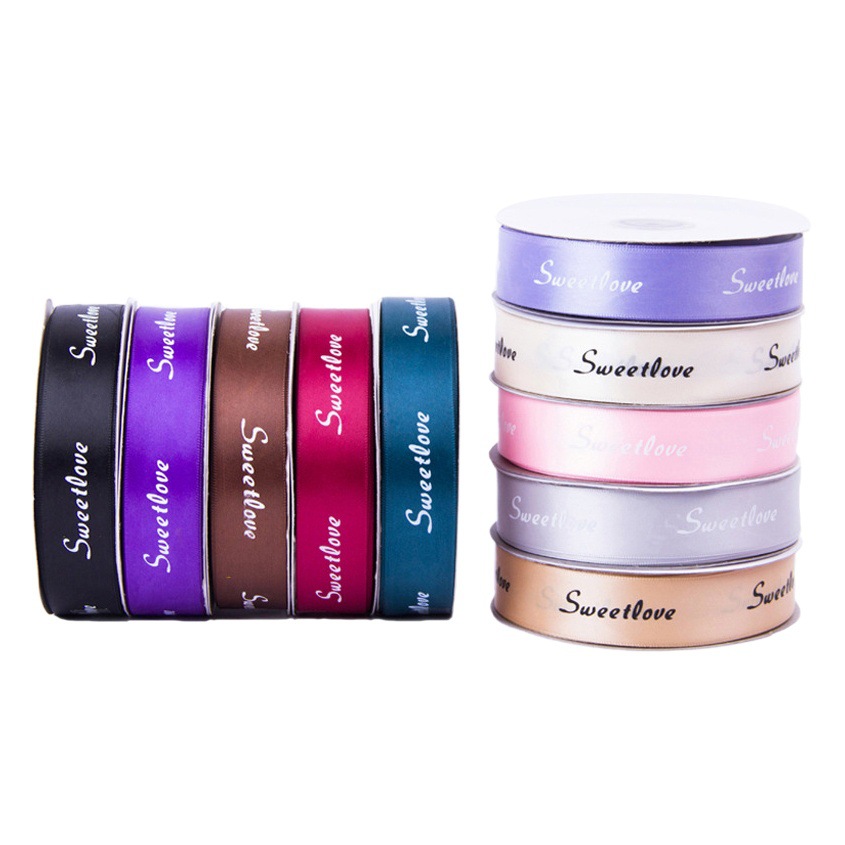 2.5cm English ribbon Decoration ribbon gift printing belt diy cake flower bow ribbon spot flowers