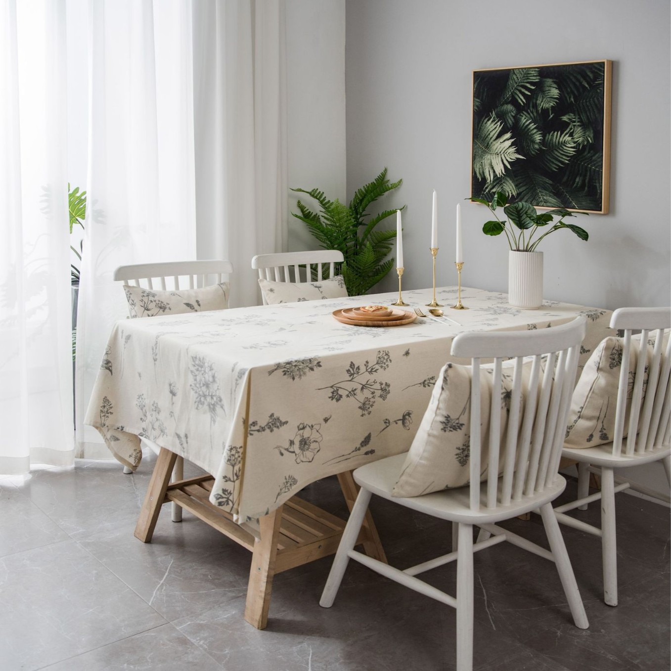 Picture of Yiman Qiyun Geometric Multicolor Printed Bohemian Style Living Room Household Tablecloth Printed Tablecloth Square Table