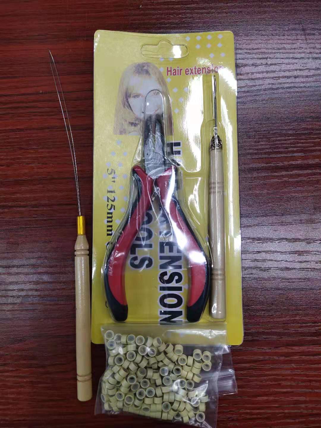 Picture of Cross-border Wig Pliers suit New Hair Extending Pliers suit Five-piece Silicone Buckle Wooden Crochet Wig Tool
