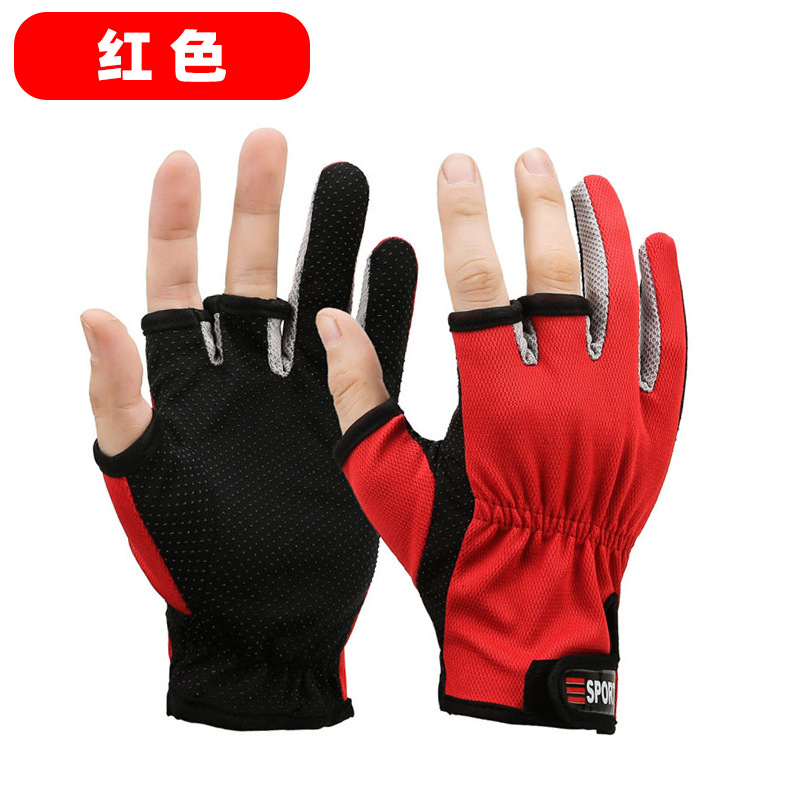 Picture of Three-Fingered Wear-Resistant Breathable Black Pit Lure Fishing Gloves, Three-Fingered Outdoor Fishing Lure Gloves with Exposed Fingers