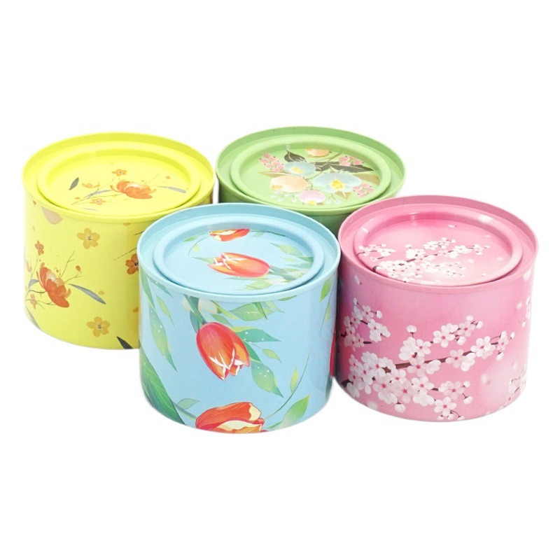 Iron Can Metal Tea Can Buckle Bottom with Sealing Paper Pear Paste Candy Tinplate Can Sealed Herbal Tea Packaging Iron Box