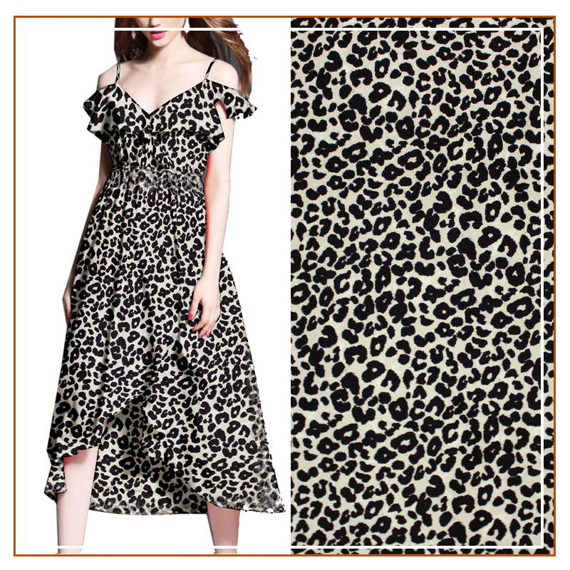 Broken card plain satin I leopard print fabric suspender skirt dress short skirt long skirt fabric modern fashion new pattern