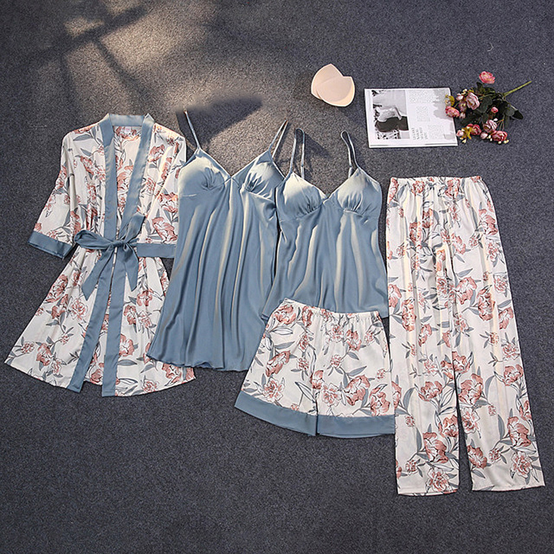 Five-piece Lace Sexy Pajamas Sexy Underwear Shaped Foreign Trade Women's Summer Sling Nightgown Nightgown Home Clothes