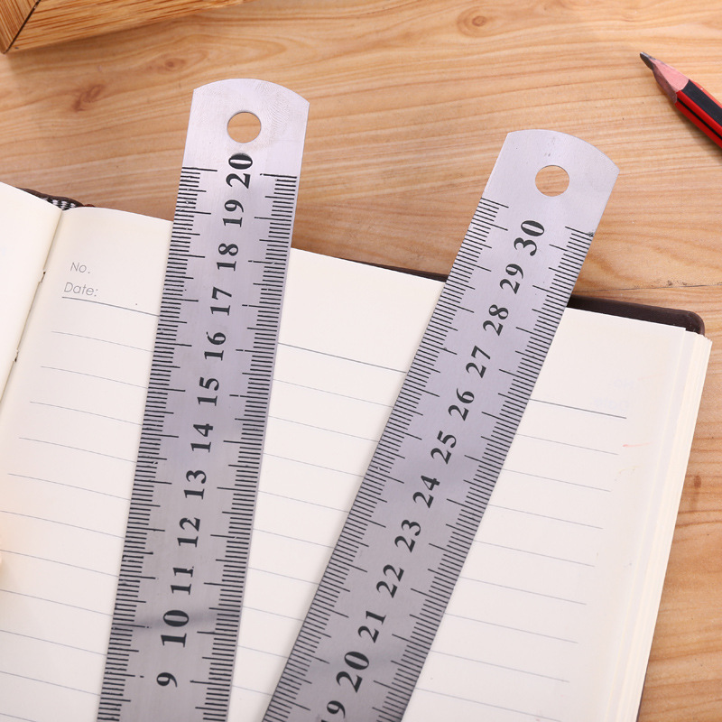 Picture of Stainless steel ruler 0.5mm thick metal steel ruler Office drawing measuring tool 20cm ruler stationery wholesale