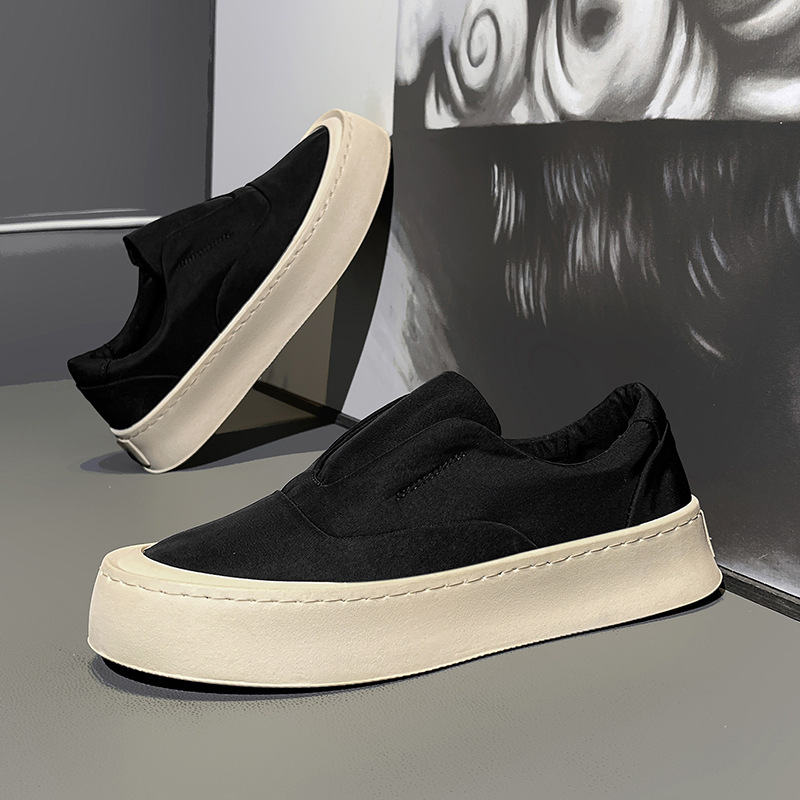 Canvas Men's Shoes 2025 Summer New Anti-Slip Thick-Soled Breathable Lightweight Lazy Slip-On Sneakers Men's Sports Shoes