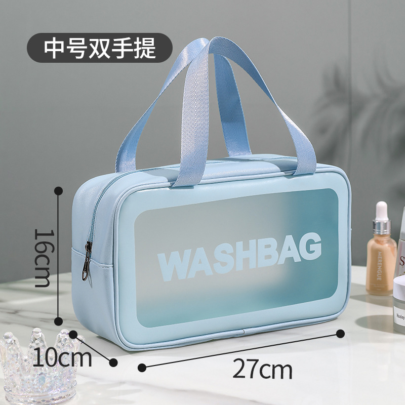 Picture of PVC Transparent Cosmetic Bag Simple Large Capacity Bath Bag PU Waterproof Portable Toiletry Bag Portable Travel Storage Bag
