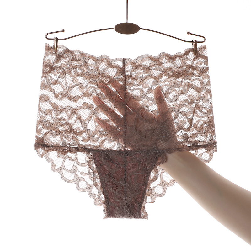Picture of Cross-border sexy lace underwear women's high waist ultra-thin perspective mesh bottoms plus size women's chubby girl cotton briefs