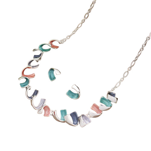 Picture of Cross-border New Enamel Geometric Earrings Necklace suit Women Fashion High-end Irregular Spiral Necklace