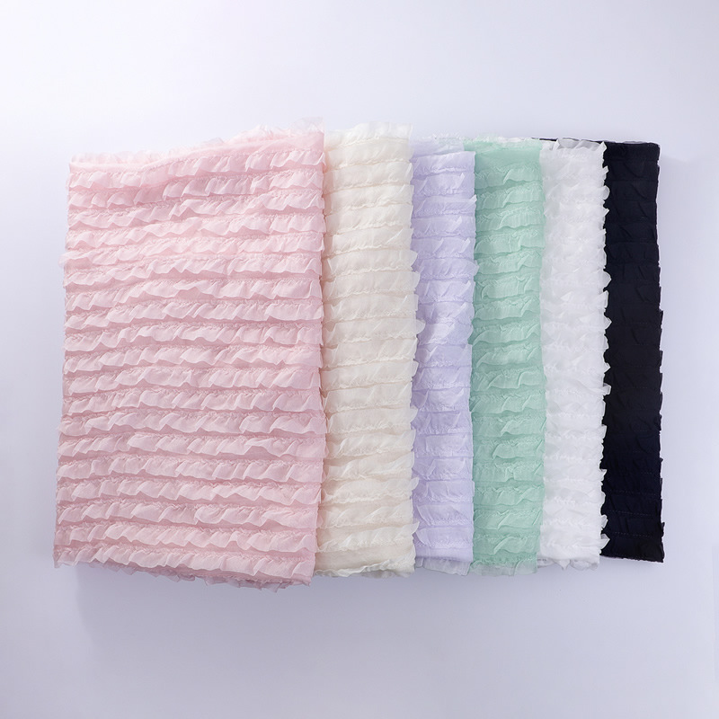 3D Three-dimensional Rose Flower Embroidery Ear Edge Embroidery Belt Organza Fabric Clothing Accessories dress Dress